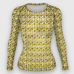 Рашгард женский Белые плюсики на жёлтом фоне, цвет: 3D-принт