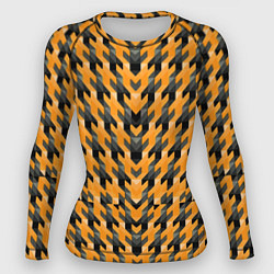 Рашгард женский Чёрно-жёлтый паттерн, цвет: 3D-принт