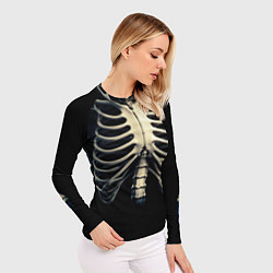 Рашгард женский Человеческий скелет на черном фоне, цвет: 3D-принт — фото 2