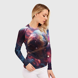 Рашгард женский Объемный космос и планеты, цвет: 3D-принт — фото 2