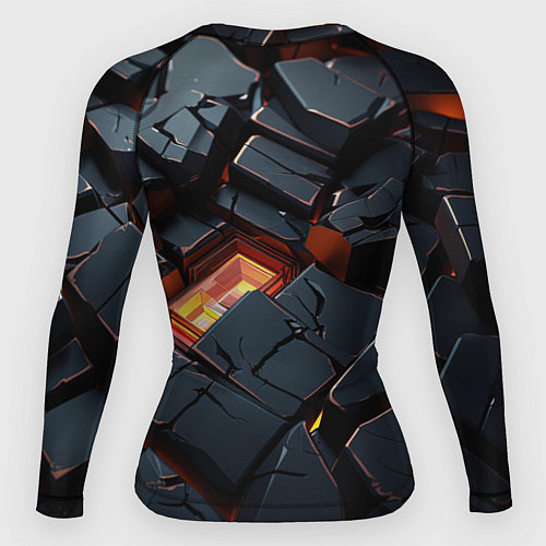 Женский рашгард Черные камни с разломами / 3D-принт – фото 2