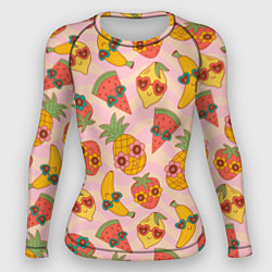 Рашгард женский Экзотические фрукты со цветами узор, цвет: 3D-принт