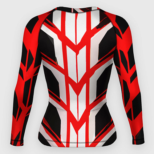 Женский рашгард Красные полосы на чёрно-белом фоне / 3D-принт – фото 2