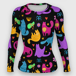 Рашгард женский Паттерн разноцветных котиков, цвет: 3D-принт