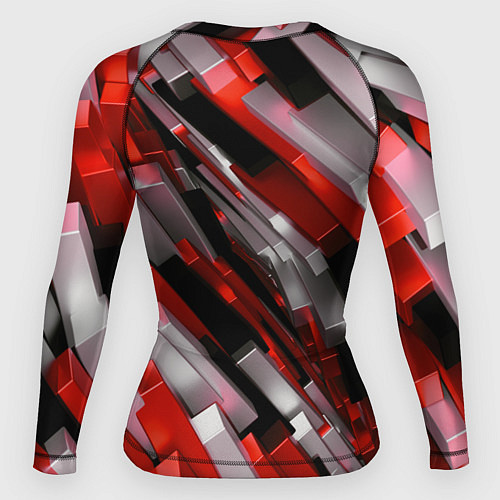 Женский рашгард Черно-красно-белые наклонные блоки / 3D-принт – фото 2