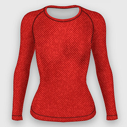 Рашгард женский Красный однотонный текстурованный, цвет: 3D-принт
