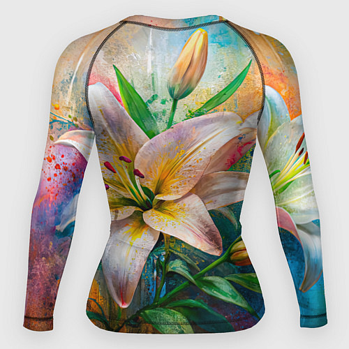 Женский рашгард Лилии абстракция гранж / 3D-принт – фото 2