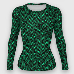 Рашгард женский Чёрно-зелёный абстрактная текстура, цвет: 3D-принт
