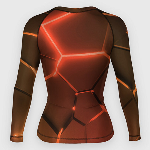 Женский рашгард Оранжевые неоновые плиты в разломе / 3D-принт – фото 2