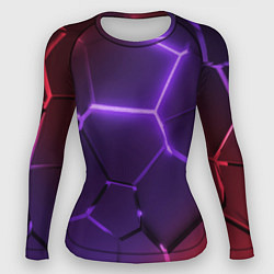 Женский рашгард Красно-фиолетовые неоновые плиты в разломе