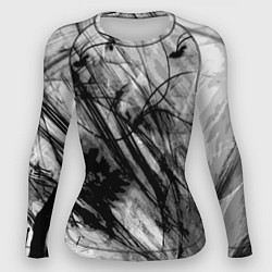 Женский рашгард Серый абстрактный серо-черный шрих