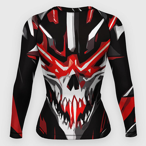 Женский рашгард Абстрактный белый череп и красные полосы / 3D-принт – фото 2