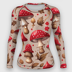 Женский рашгард Грибные шляпки мухоморов