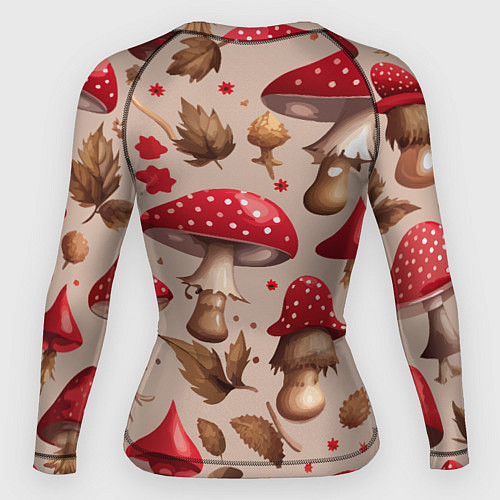 Женский рашгард Грибные шляпки мухоморов / 3D-принт – фото 2