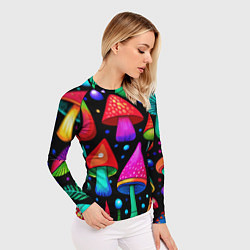 Рашгард женский Неоновые мухоморы в горошек, цвет: 3D-принт — фото 2