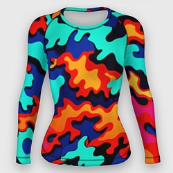Женский рашгард Разноцветный кислотный камуфляж