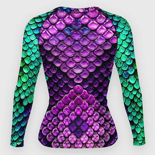 Женский рашгард Фиолетовая текстурная кожа змеи / 3D-принт – фото 2
