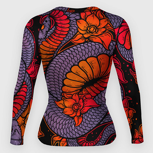 Женский рашгард Цветы и змея - Японский стиль / 3D-принт – фото 2