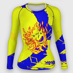 Рашгард женский Samurai logo yellow fire, цвет: 3D-принт