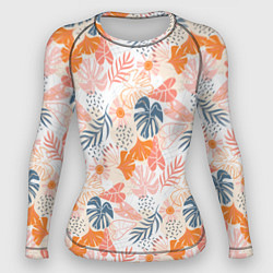 Рашгард женский Паттерн узор листьев, цвет: 3D-принт