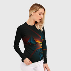 Рашгард женский Разлом плиты - абстрактная расщелина, цвет: 3D-принт — фото 2