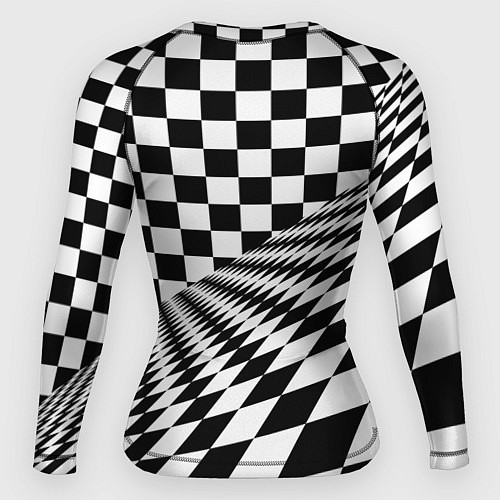 Женский рашгард Шахматная психоделика иллюзия / 3D-принт – фото 2