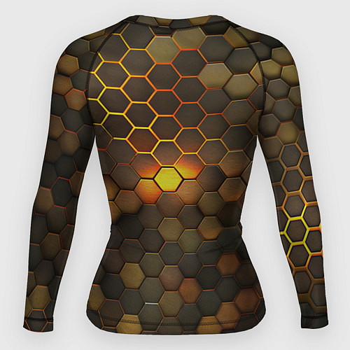 Женский рашгард Светящиеся коричневый соты - тепловая энергия / 3D-принт – фото 2