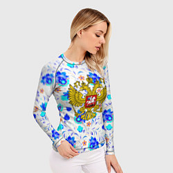 Рашгард женский Герб РФ гжель, цвет: 3D-принт — фото 2