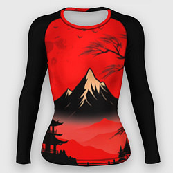 Рашгард женский Красный закат и горы, цвет: 3D-принт