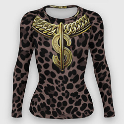 Рашгард женский Костюм богача с золотой цепью, цвет: 3D-принт