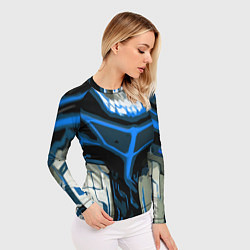Рашгард женский Blue stripes on a black and white background, цвет: 3D-принт — фото 2