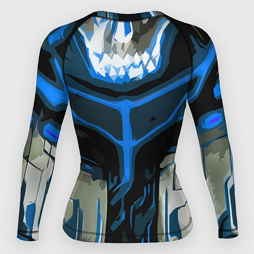 Женский рашгард Blue stripes on a black and white background / 3D-принт – фото 2