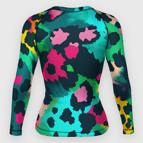 Женский рашгард Кислотный зеленый леопардовый камуфляж / 3D-принт – фото 2