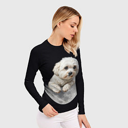 Рашгард женский Бишон фризе и луна, цвет: 3D-принт — фото 2