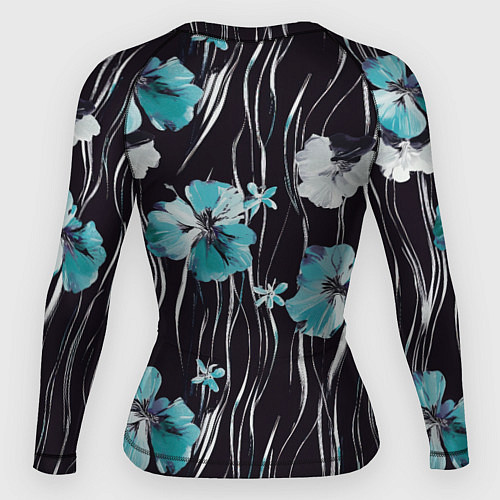 Женский рашгард Цветы и волнообразные линии / 3D-принт – фото 2