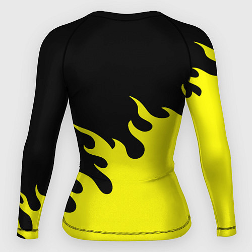 Женский рашгард Cyberpunk 2077 желтый fire / 3D-принт – фото 2