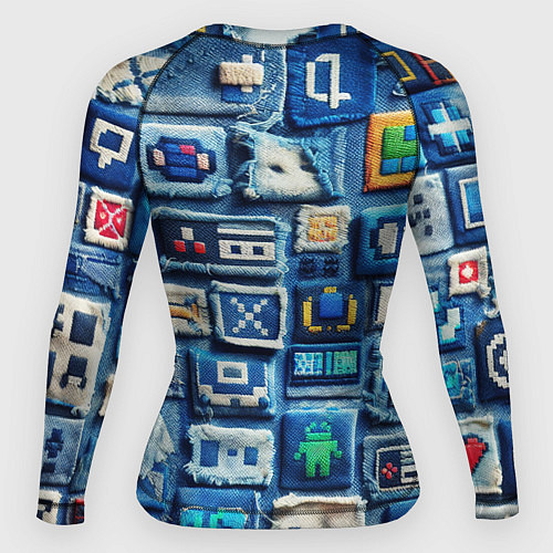 Женский рашгард Пэчворк с геймерскими знаками / 3D-принт – фото 2