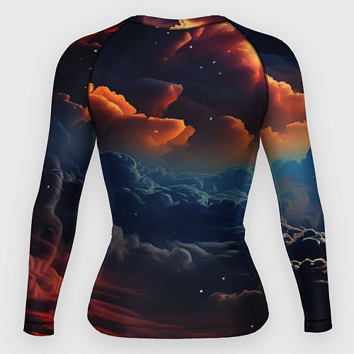 Женский рашгард Разноцветные акварельные облака / 3D-принт – фото 2