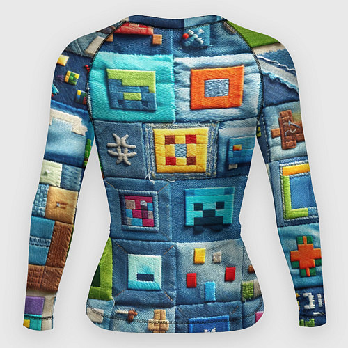 Женский рашгард Minecraft на пэчворк дениме / 3D-принт – фото 2
