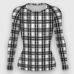 Женский рашгард Черно-белая шотландка клетчатый узор