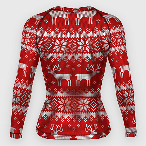 Женский рашгард Вязаный зимний узор с оленями / 3D-принт – фото 2