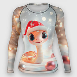 Женский рашгард Новогодняя милая розовая змейка