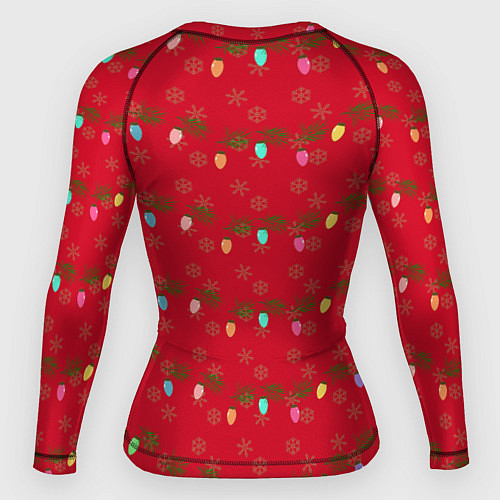 Женский рашгард Гирлянды на красном / 3D-принт – фото 2