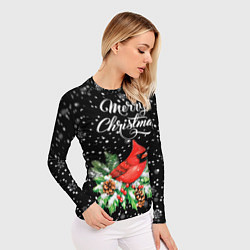 Рашгард женский Рождественский красный кардинал, цвет: 3D-принт — фото 2