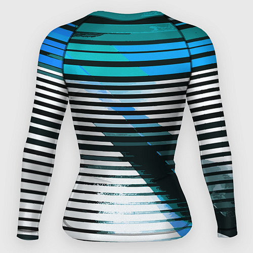 Женский рашгард Сине-чёрные полосы на белом фоне / 3D-принт – фото 2