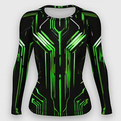 Женский рашгард Green stripes on a black background