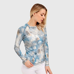 Рашгард женский Мороз и солнце - еловые шишки, цвет: 3D-принт — фото 2