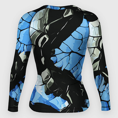 Женский рашгард Чёрные линии на чёрно-синем фоне / 3D-принт – фото 2