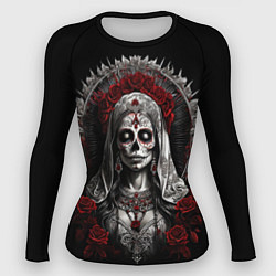 Женский рашгард Девушка в гриме Санта Муэрто