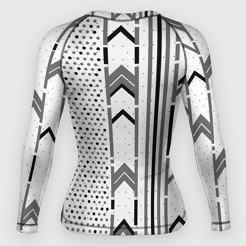 Женский рашгард Закулисье чёрно-белое / 3D-принт – фото 2